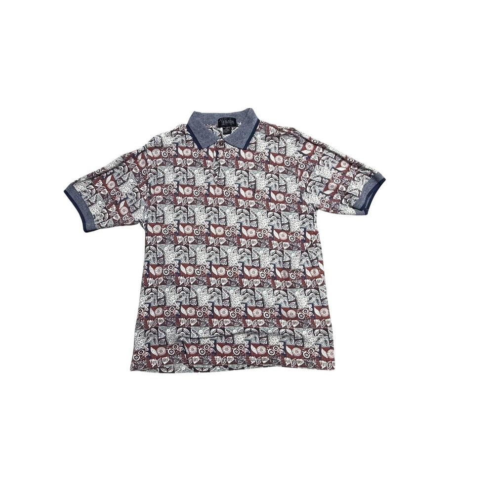 Players By Van Heusen Polo Shirt Mens Large Multicolor‎ Patchwork Cotton Knit